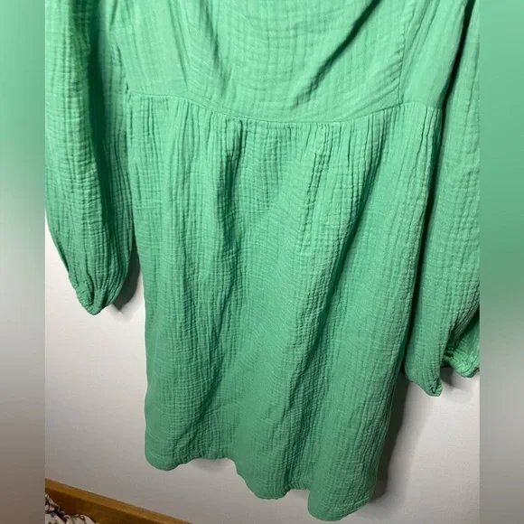 NWT J. Crew Green Squareneck Soft Gauze Dress Smocked Back Spring Summer - Picture 5 of 11